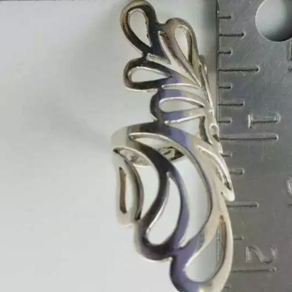 Scroll sterling silver ring. .925 laser cut ring. Long. VINTAGE EXCELLENT - Picture 4 of 14